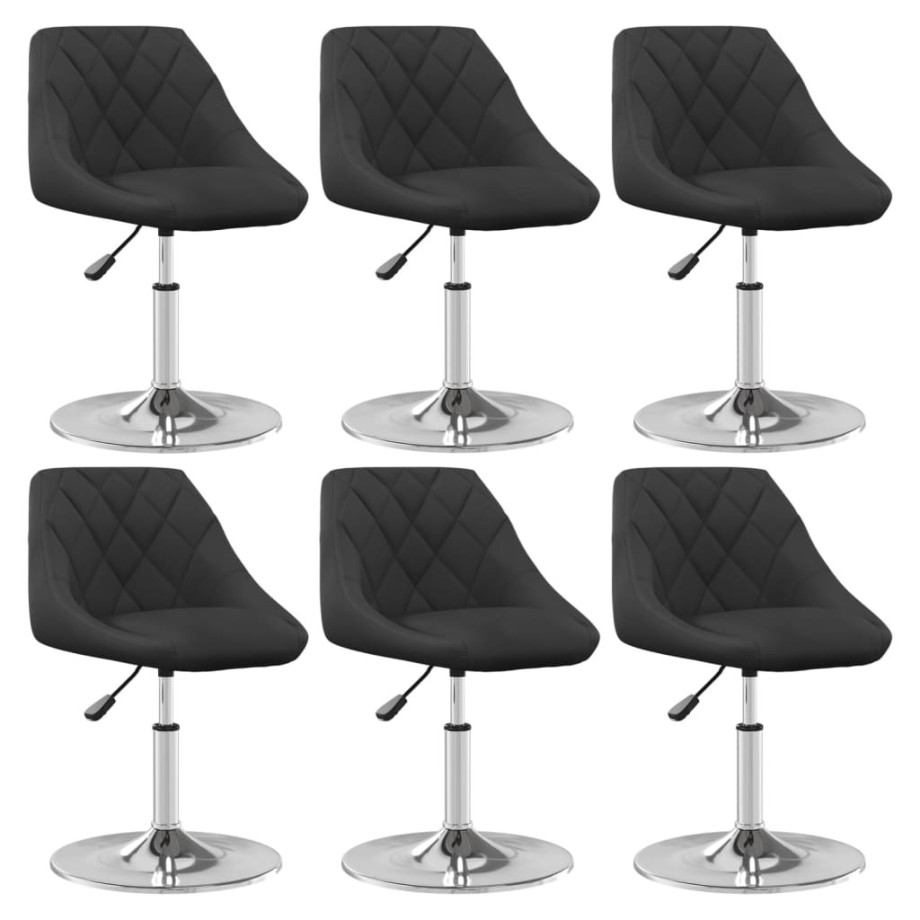 vidaXL Eetkamerstoelen 6 st draaibaar fluweel zwart afbeelding 1