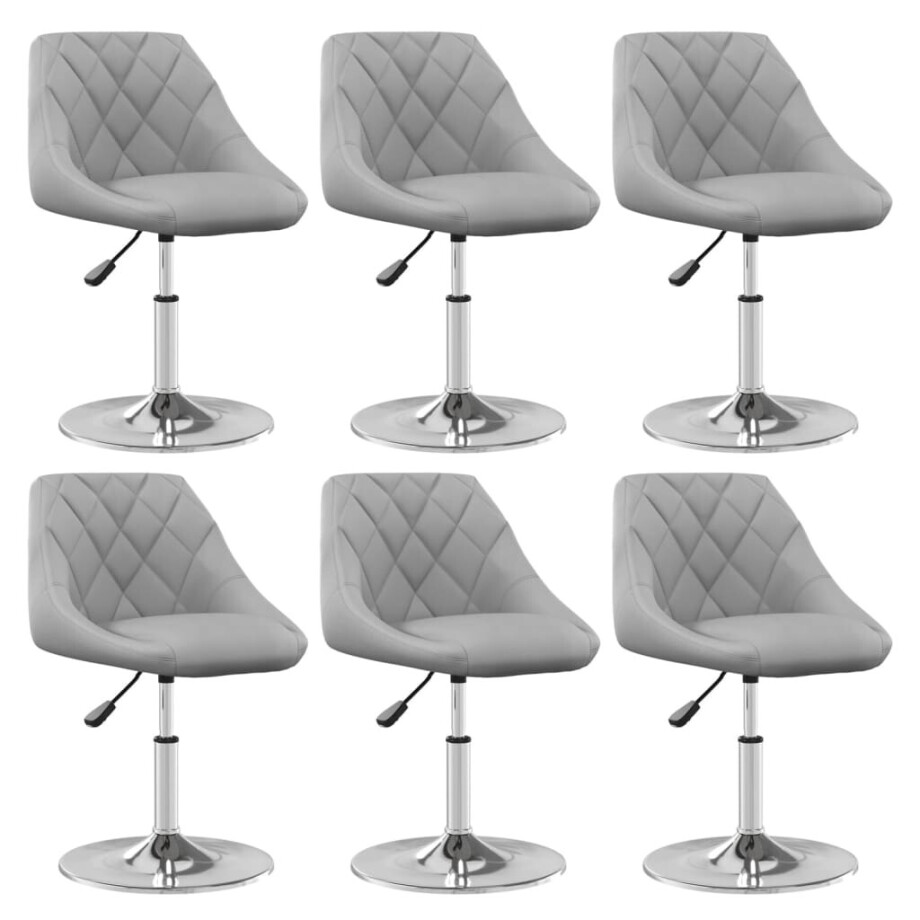 vidaXL Eetkamerstoelen draaibaar 6 st fluweel lichtgrijs vidaXL Eetkamerstoelen draaibaar 6 st fluweel lichtgrijs afbeelding 1