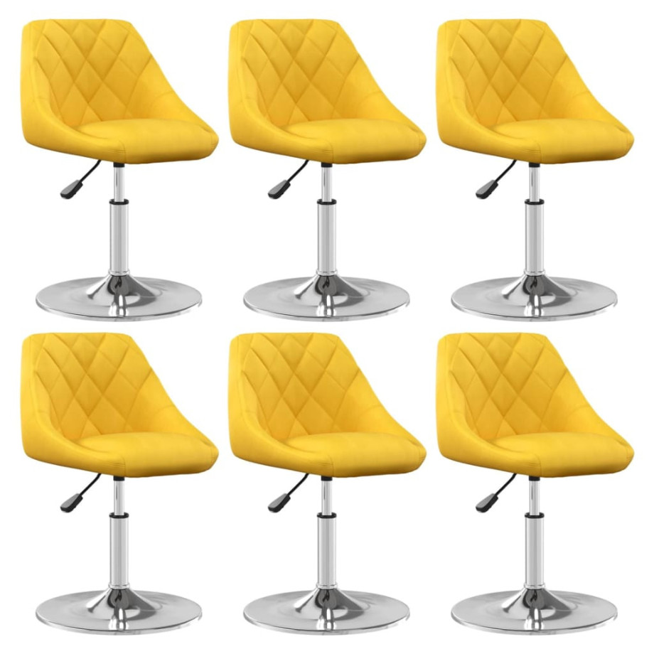 vidaXL Eetkamerstoelen draaibaar 6 st fluweel mosterdgeel afbeelding 1