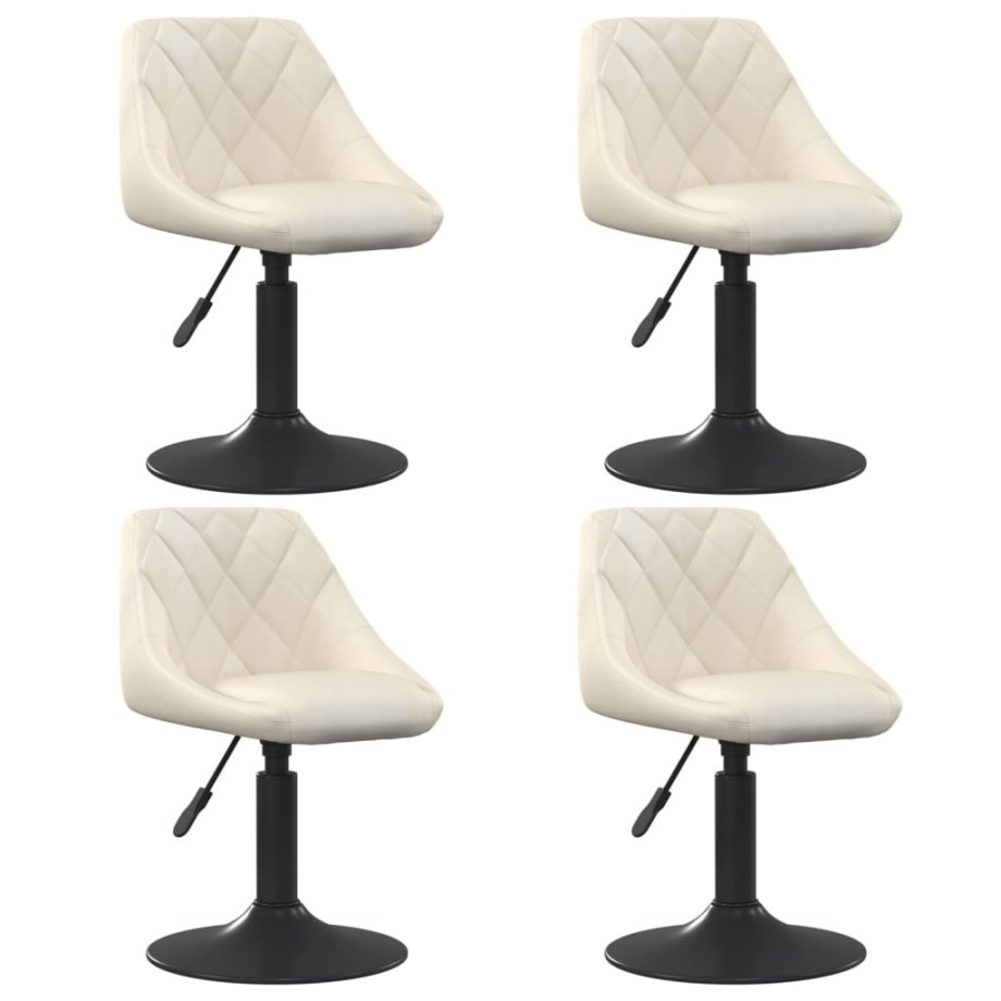 vidaXL Eetkamerstoelen draaibaar 4 st fluweel crèmekleurig afbeelding 1