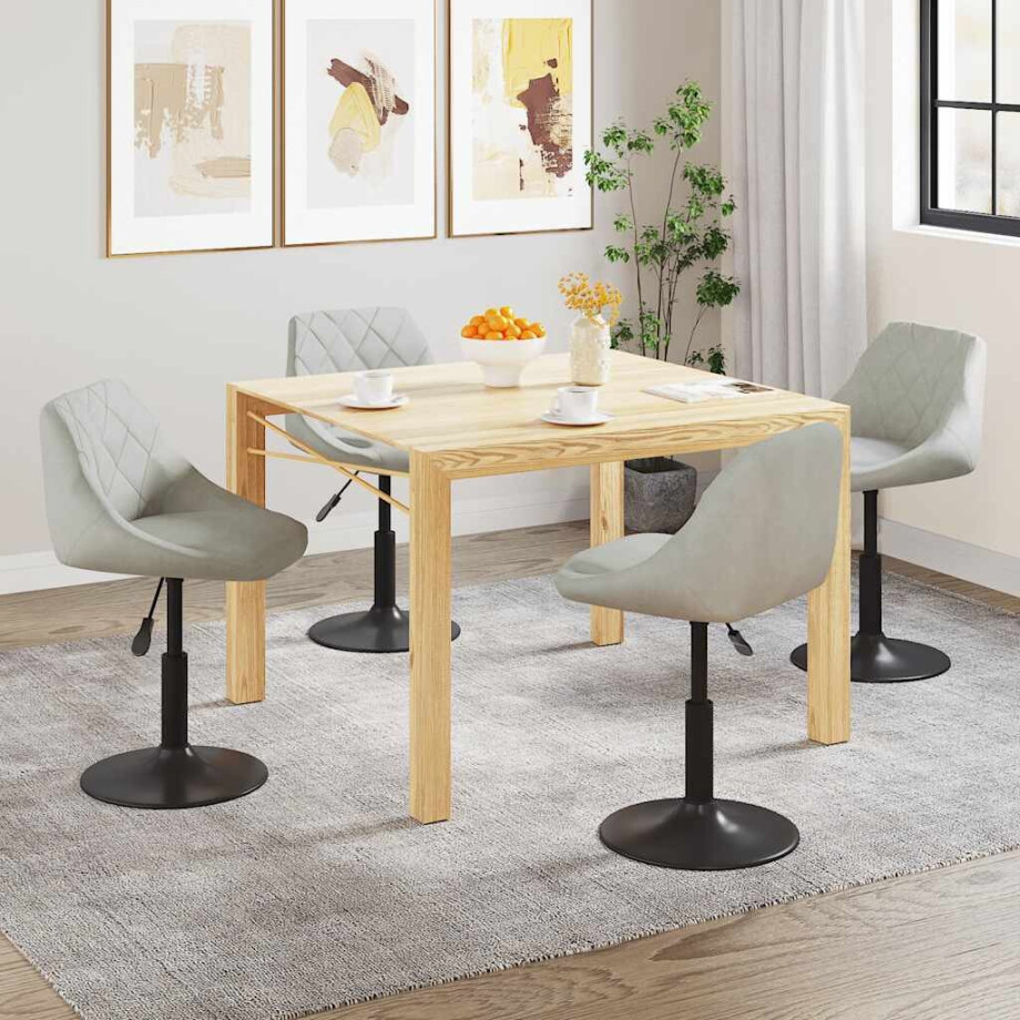 vidaXL Eetkamerstoelen draaibaar 4 st fluweel lichtgrijs vidaXL Eetkamerstoelen draaibaar 4 st fluweel lichtgrijs afbeelding 1