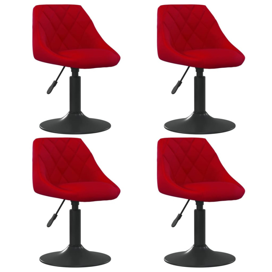 vidaXL Eetkamerstoelen draaibaar 4 st fluweel wijnrood afbeelding 1