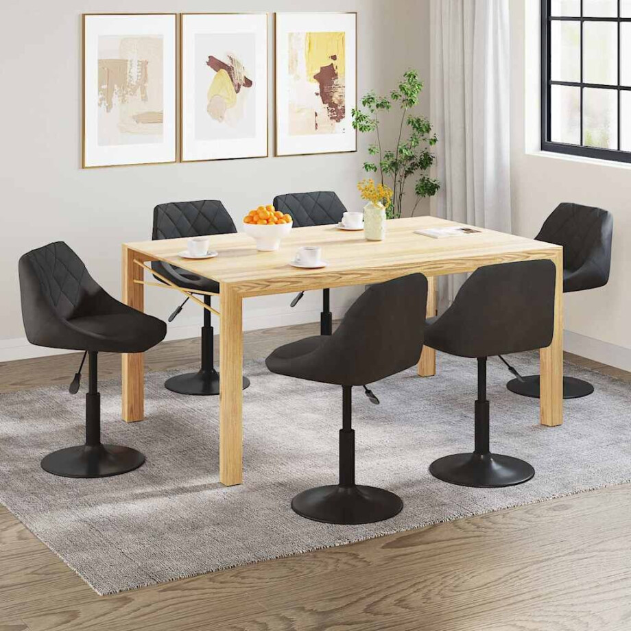 vidaXL Eetkamerstoelen 6 st draaibaar fluweel zwart vidaXL Eetkamerstoelen 6 st draaibaar fluweel zwart afbeelding 1