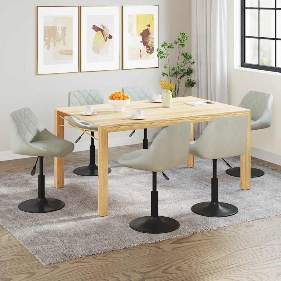 vidaXL Eetkamerstoelen draaibaar 6 st fluweel lichtgrijs afbeelding 1