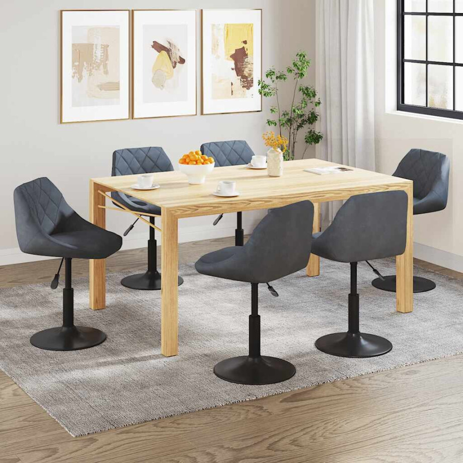 vidaXL Eetkamerstoelen draaibaar 6 st fluweel donkergrijs vidaXL Eetkamerstoelen draaibaar 6 st fluweel donkergrijs afbeelding 1