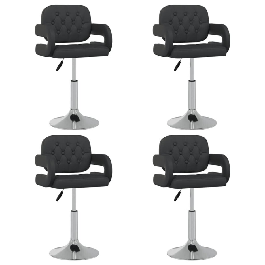vidaXL Eetkamerstoelen draaibaar 4 st kunstleer zwart afbeelding 1