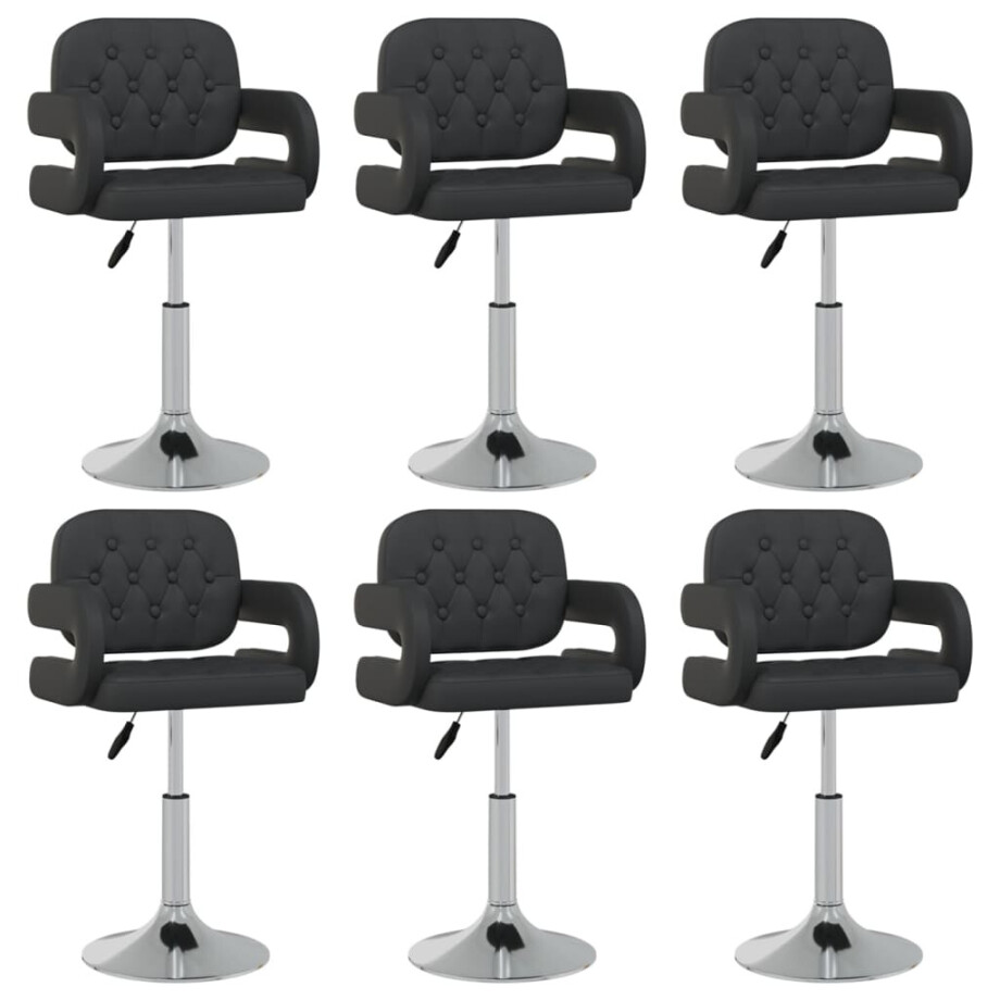 vidaXL Eetkamerstoelen draaibaar 6 st kunstleer zwart afbeelding 1