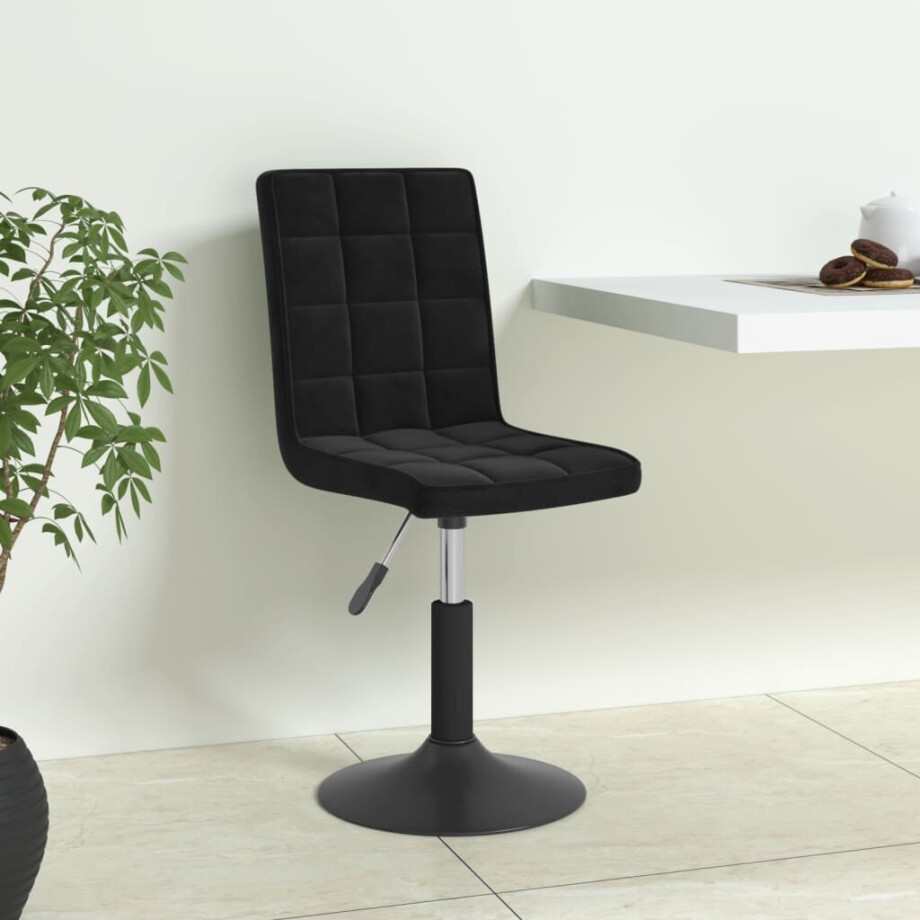 vidaXL Eetkamerstoelen draaibaar 6 st fluweel zwart afbeelding 1