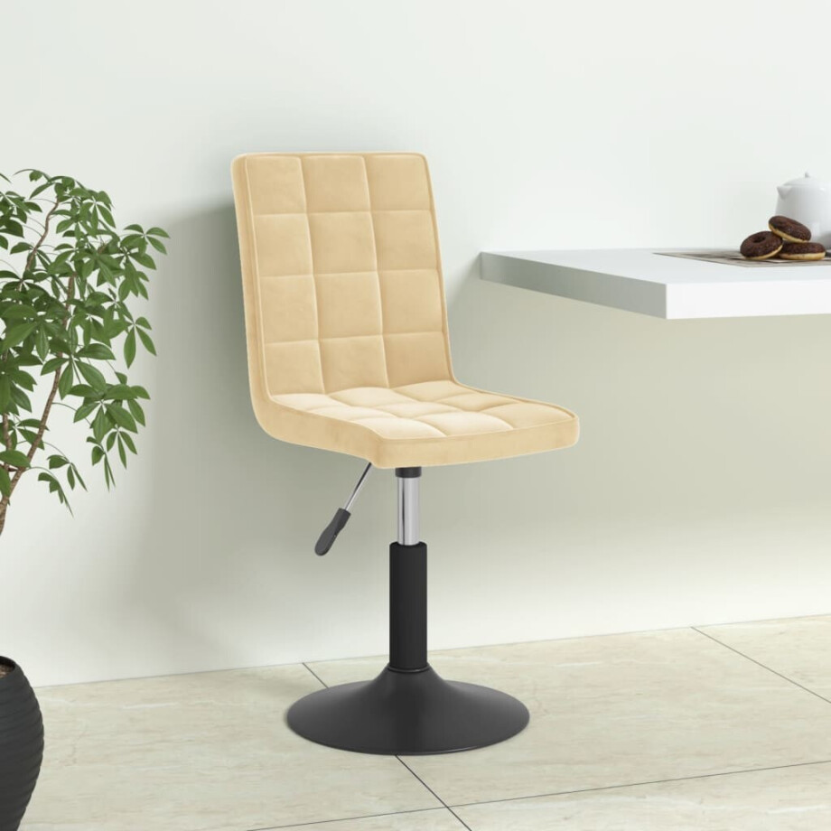 vidaXL Eetkamerstoelen draaibaar 6 st fluweel crèmekleurig vidaXL Eetkamerstoelen draaibaar 6 st fluweel crèmekleurig afbeelding 1