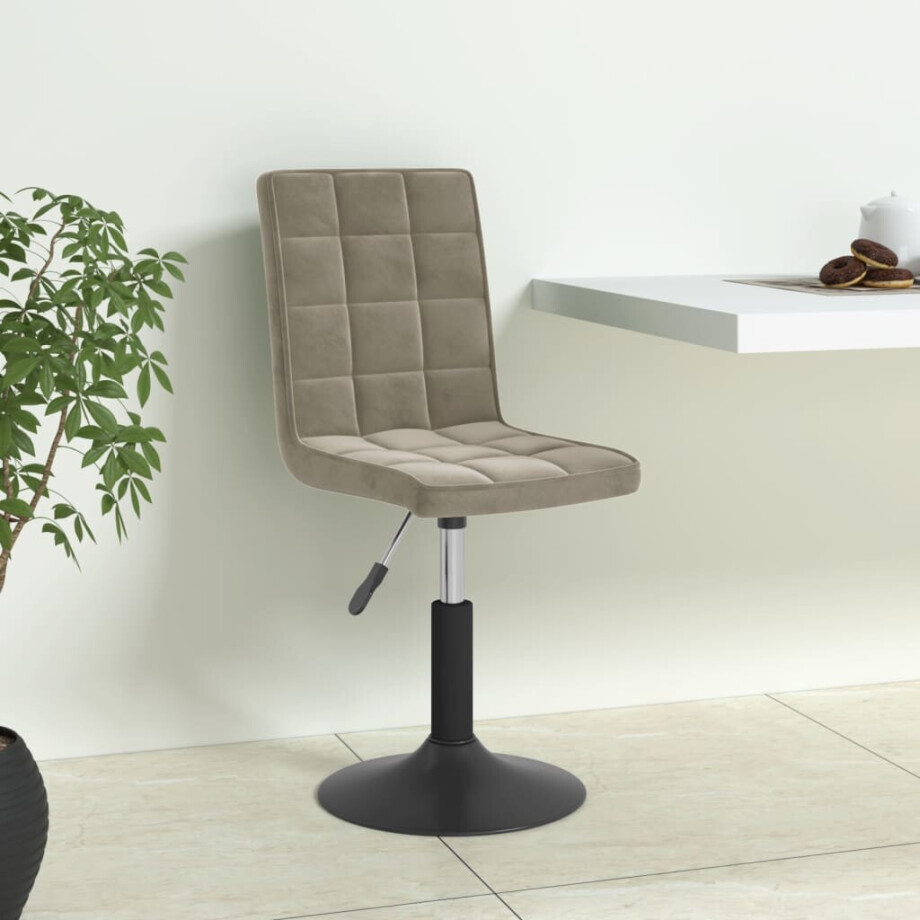 vidaXL Eetkamerstoelen draaibaar 6 st fluweel lichtgrijs vidaXL Eetkamerstoelen draaibaar 6 st fluweel lichtgrijs afbeelding 1