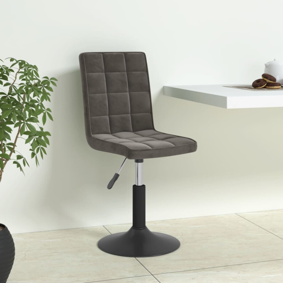 vidaXL Eetkamerstoelen draaibaar 6 st fluweel donkergrijs afbeelding 1