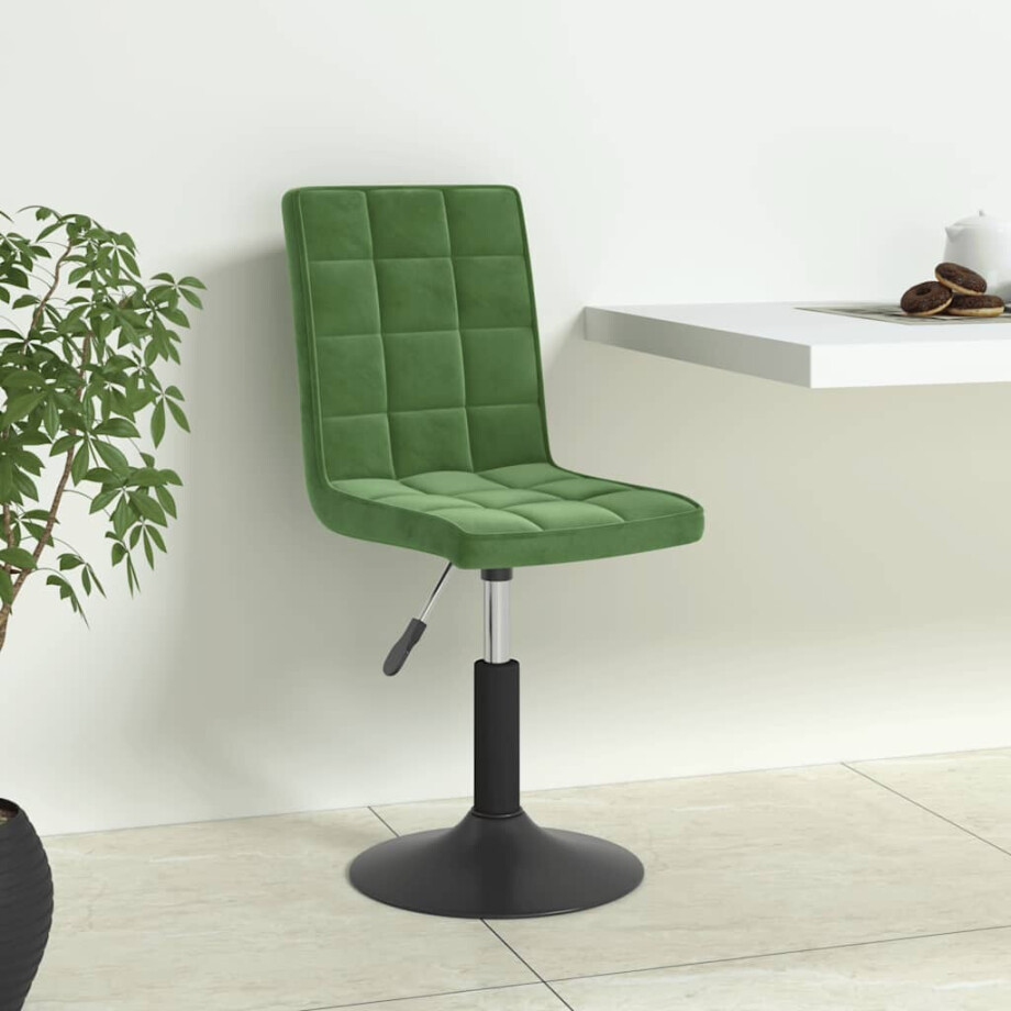 vidaXL Eetkamerstoelen draaibaar 6 st fluweel donkergroen afbeelding 1