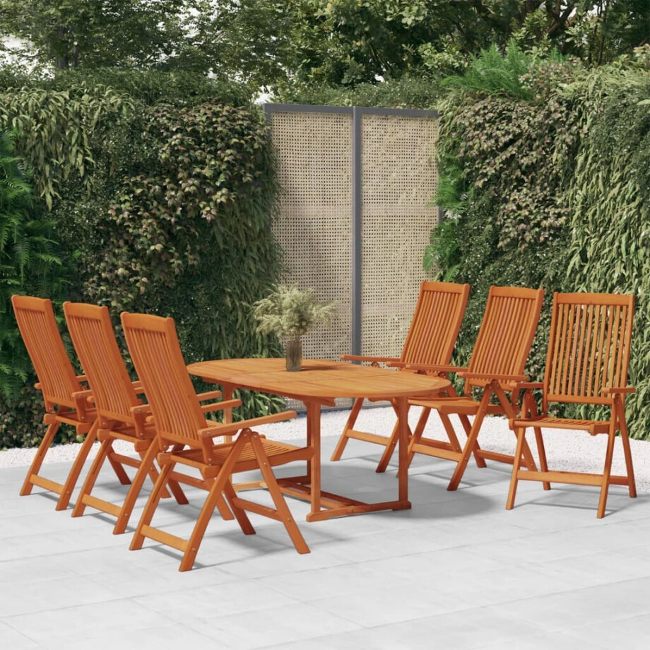 vidaXL 7-delige Tuinset massief eucalyptushout afbeelding 1