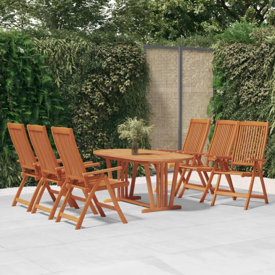 vidaXL 7-delige Tuinset massief eucalyptushout afbeelding 1