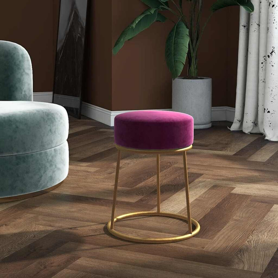 vidaXL Hocker rond fluweel paars afbeelding 1