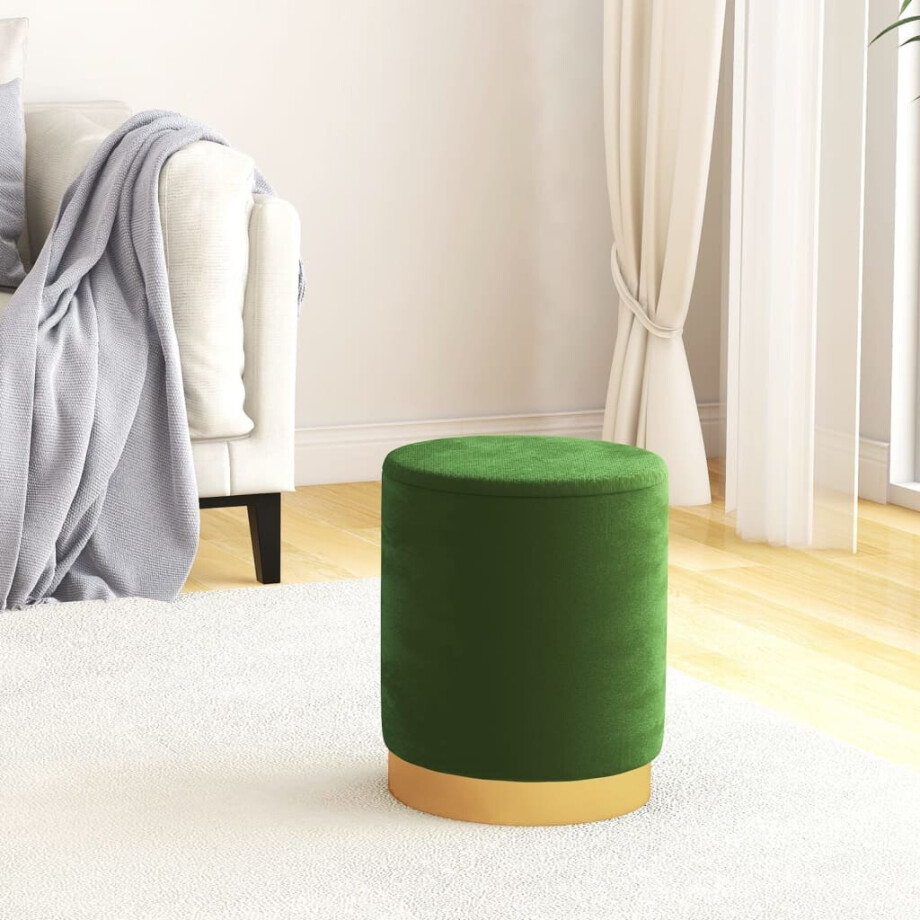 vidaXL Hocker met opbergruimte rond fluweel 31 x 37 cm groen afbeelding 1