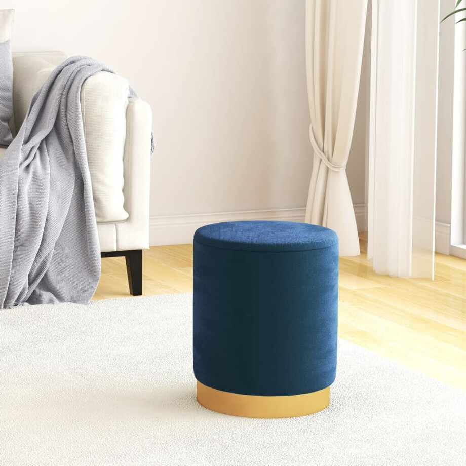 vidaXL Hocker met opbergruimte rond fluweel 31 x 37 cm blauw vidaXL Hocker met opbergruimte rond fluweel 31 x 37 cm blauw afbeelding 1