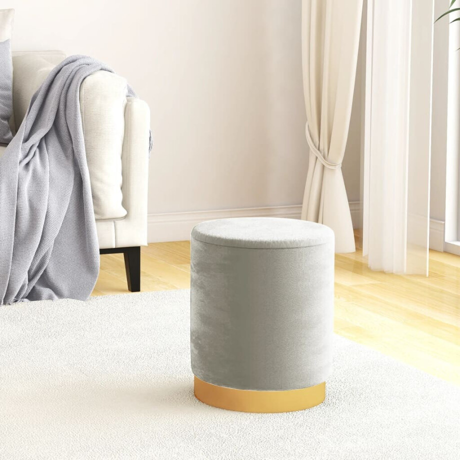 vidaXL Hocker met opbergruimte rond fluweel 31 x 37 cm lichtgrijs afbeelding 1