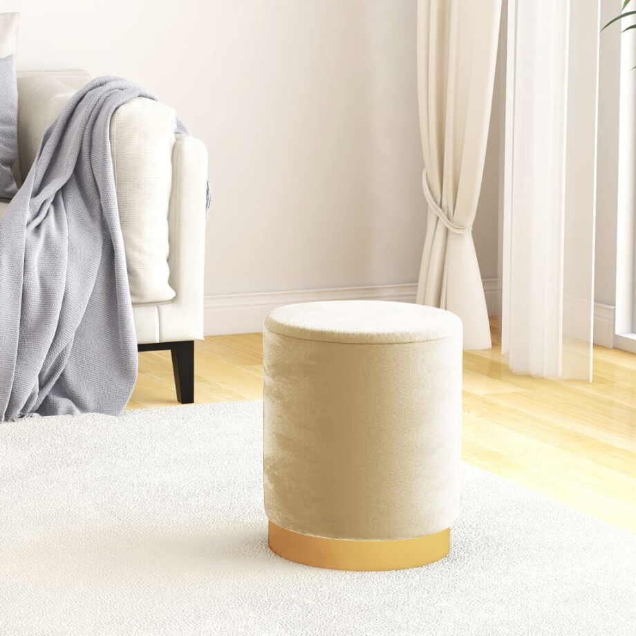vidaXL Hocker met opbergruimte rond fluweel 31 x 37 cm abrikooskleurig afbeelding 1