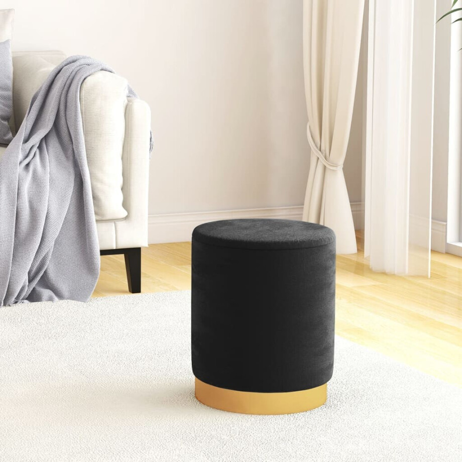 vidaXL Hocker met opbergruimte rond fluweel 31 x 37 cm zwart vidaXL Hocker met opbergruimte rond fluweel 31 x 37 cm zwart afbeelding 1