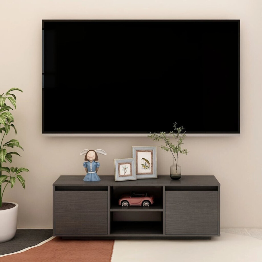 vidaXL Tv-meubel 110x30x40 cm massief grenenhout grijs vidaXL Tv-meubel 110x30x40 cm massief grenenhout grijs afbeelding 1