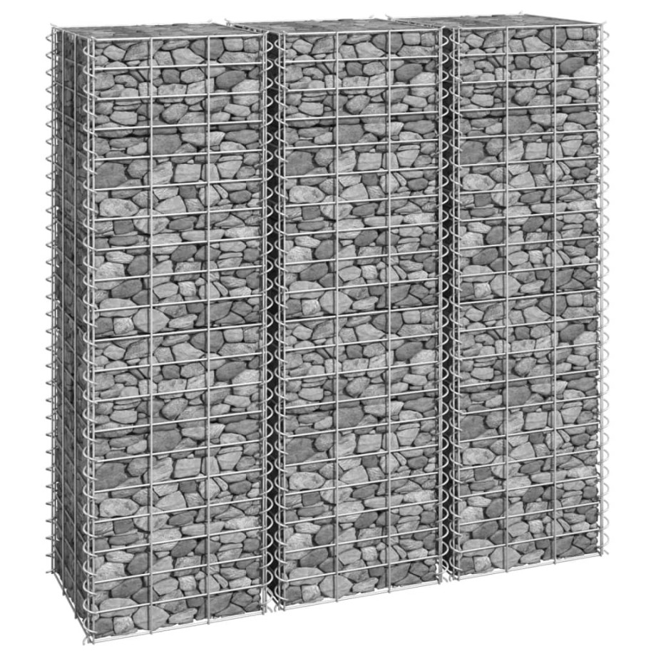 vidaXL Schanskorf plantenbakken 3 st verhoogd 30x30x100 cm ijzer afbeelding 1