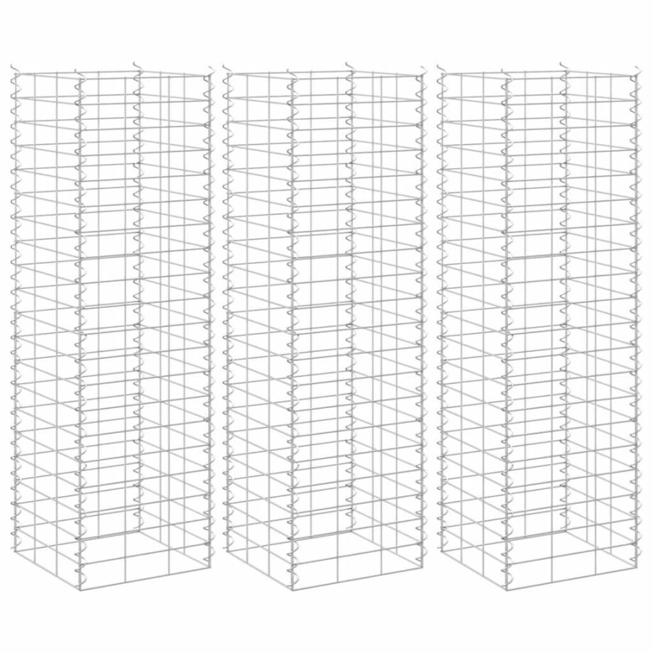 vidaXL Schanskorf plantenbakken 3 st verhoogd 30x30x100 cm ijzer afbeelding 1