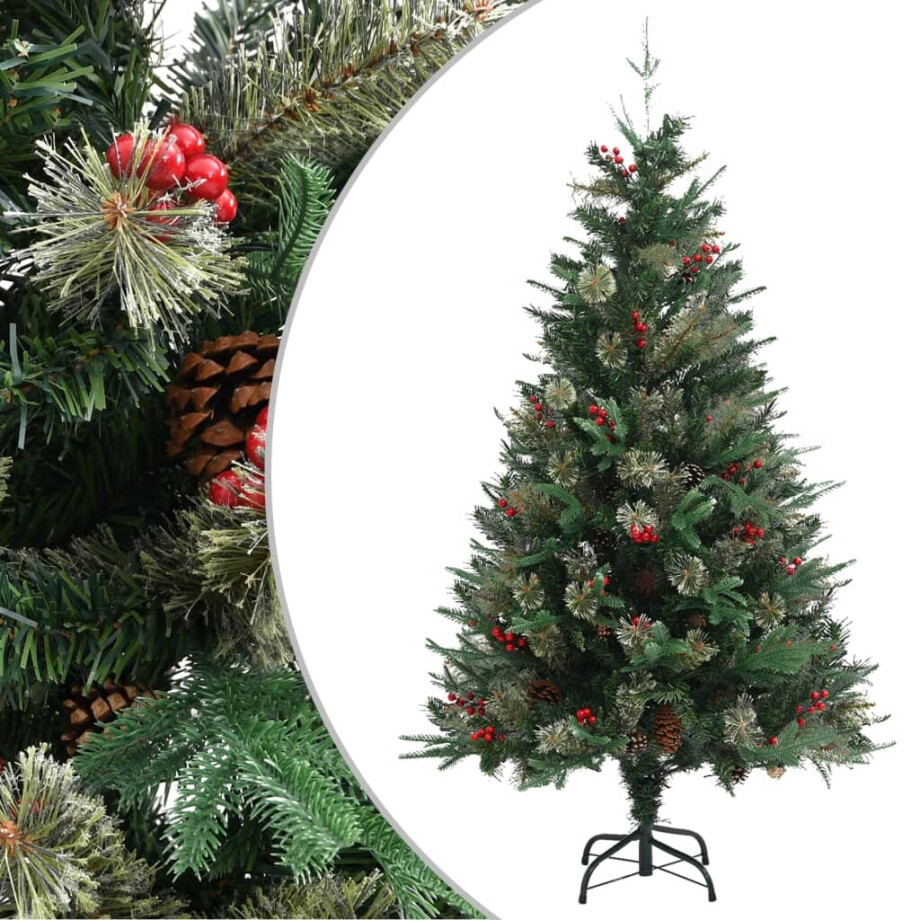 vidaXL Kerstboom met dennenappels 150 cm PVC en PE groen afbeelding 1