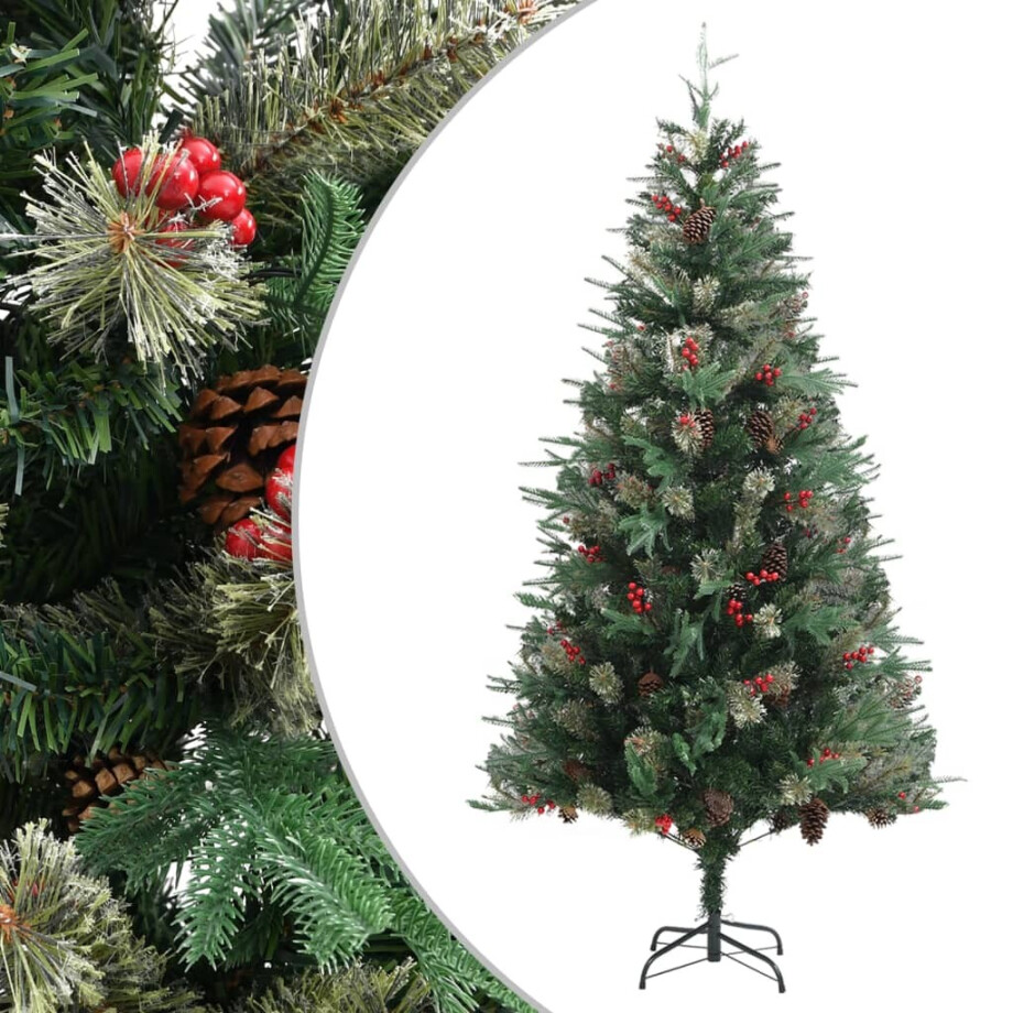 vidaXL Kerstboom met dennenappels 225 cm PVC en PE groen vidaXL Kerstboom met dennenappels 225 cm PVC en PE groen afbeelding 1