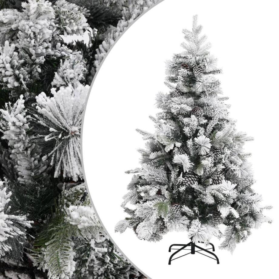 vidaXL Kerstboom met dennenappels en sneeuw 150 cm PVC en PE afbeelding 1