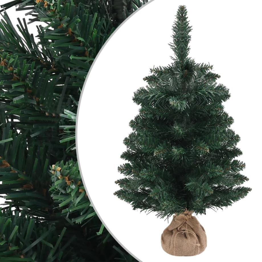 vidaXL Kunstkerstboom met standaard 60 cm PVC groen afbeelding 1