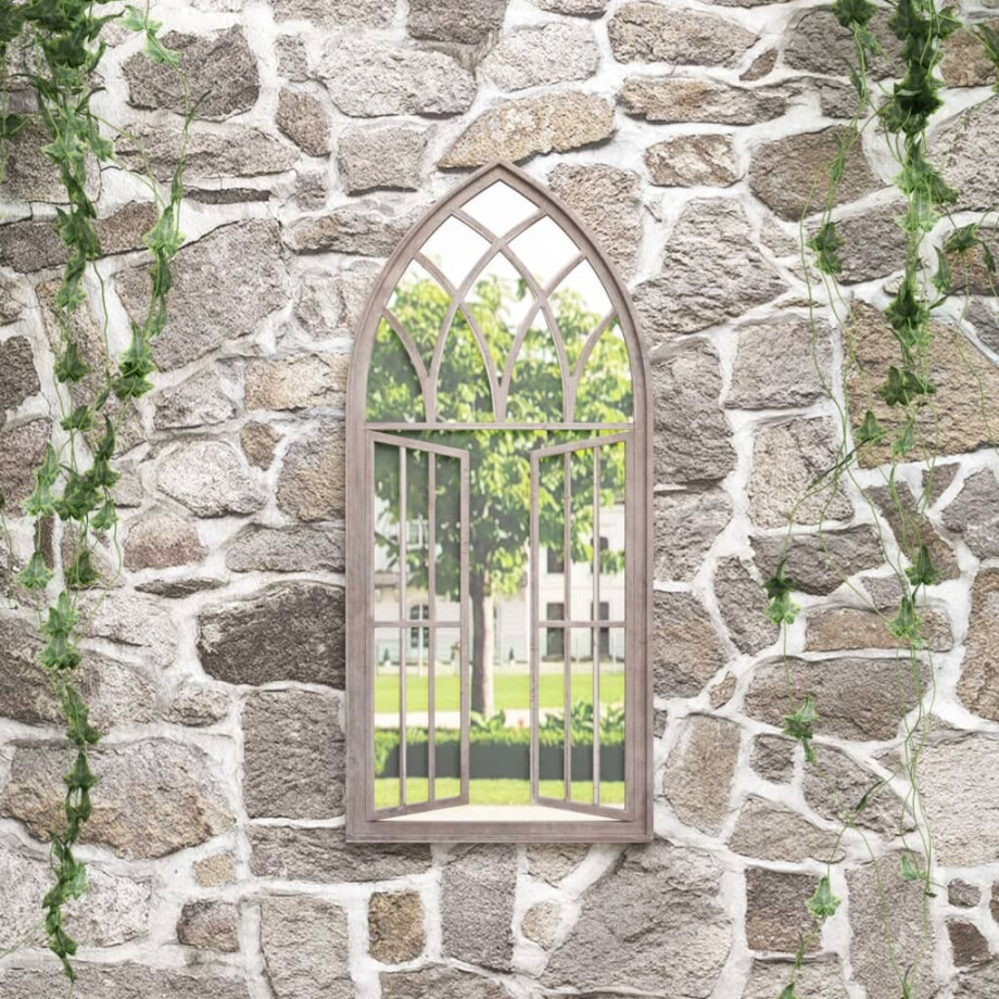 vidaXL Tuinspiegel 100x45 cm ijzer zandkleurig afbeelding 1