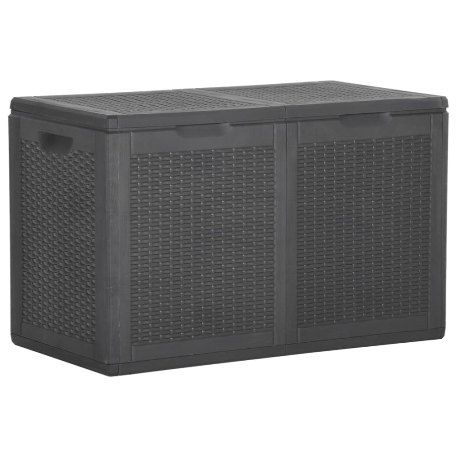 vidaXL Tuinbox 180 L PP rattan zwart afbeelding 1