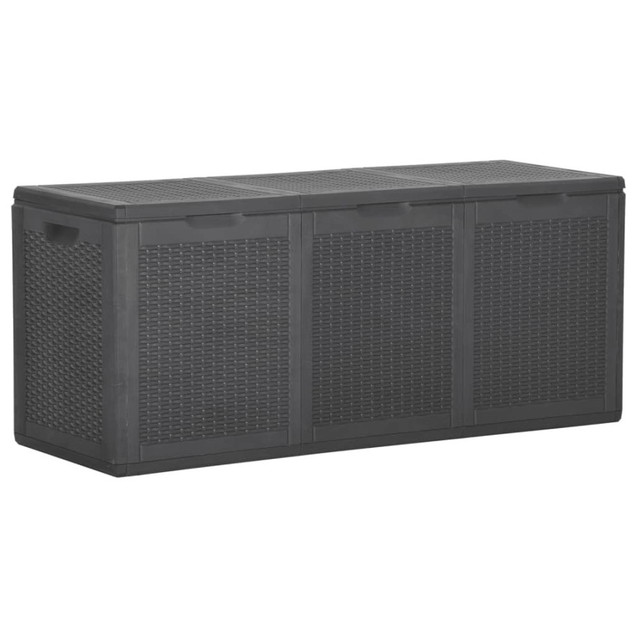 vidaXL Tuinbox 270 L PP rattan zwart afbeelding 1