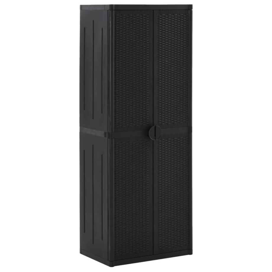 vidaXL Tuinkast 65x45x172 cm PP rattan zwart vidaXL Tuinkast 65x45x172 cm PP rattan zwart afbeelding 1
