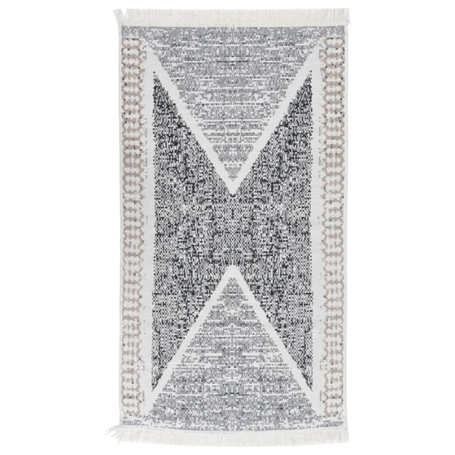 vidaXL Vloerkleed 120x180 cm katoen zwart en grijs vidaXL Vloerkleed 120x180 cm katoen zwart en grijs afbeelding 1