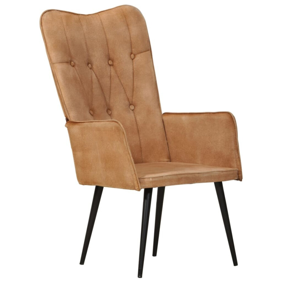vidaXL Fauteuil canvas bruin vidaXL Fauteuil canvas bruin afbeelding 1