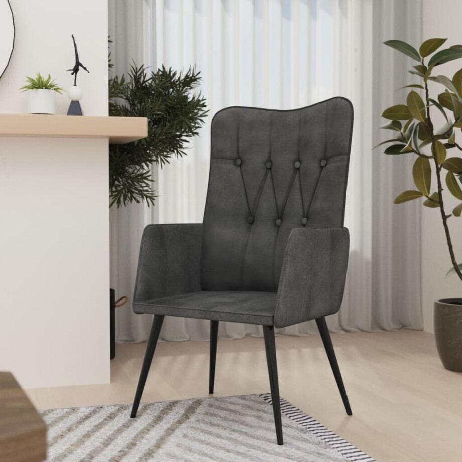 vidaXL Fauteuil canvas zwart afbeelding 1