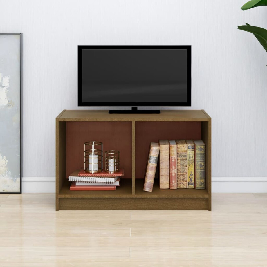 vidaXL Tv-meubel 70x33x42 cm massief grenenhout honingbruin afbeelding 1