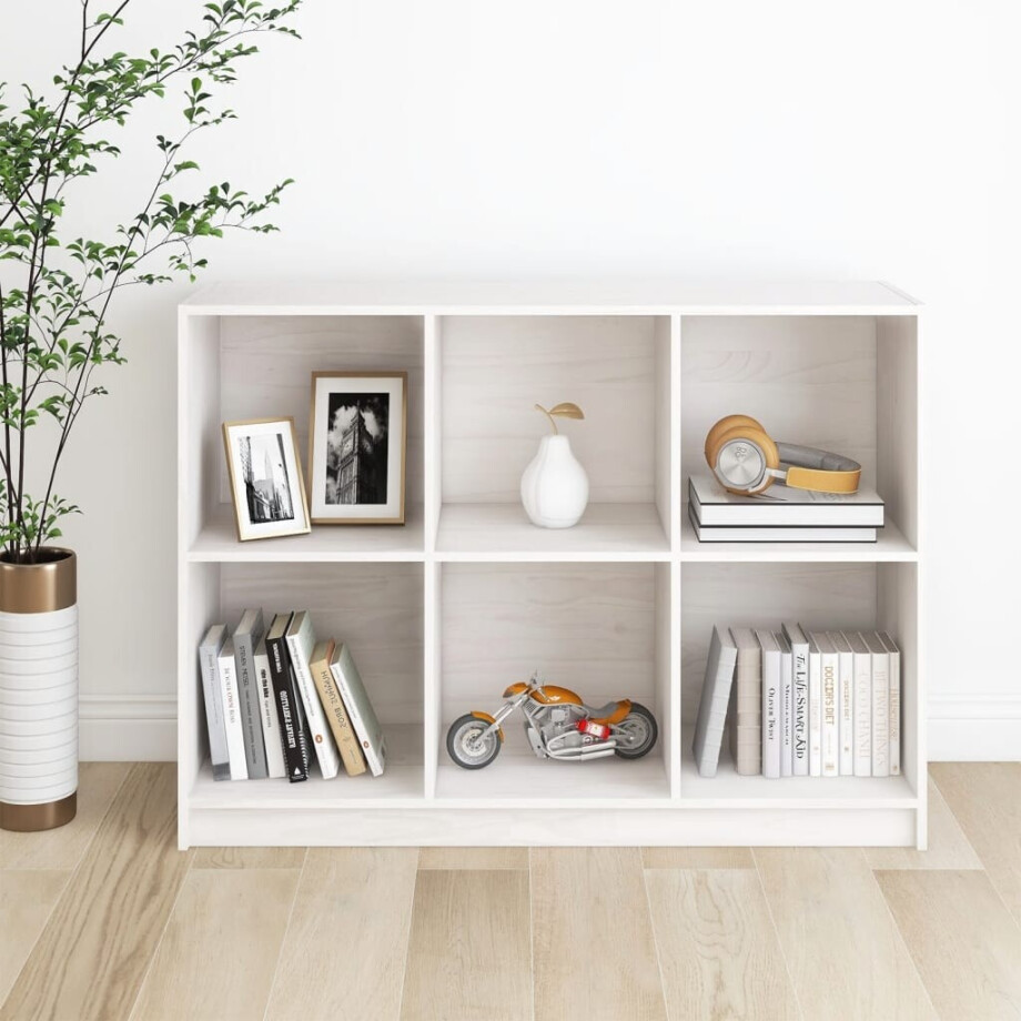 vidaXL Boekenkast 104x33x76 cm massief grenenhout wit vidaXL Boekenkast 104x33x76 cm massief grenenhout wit afbeelding 1
