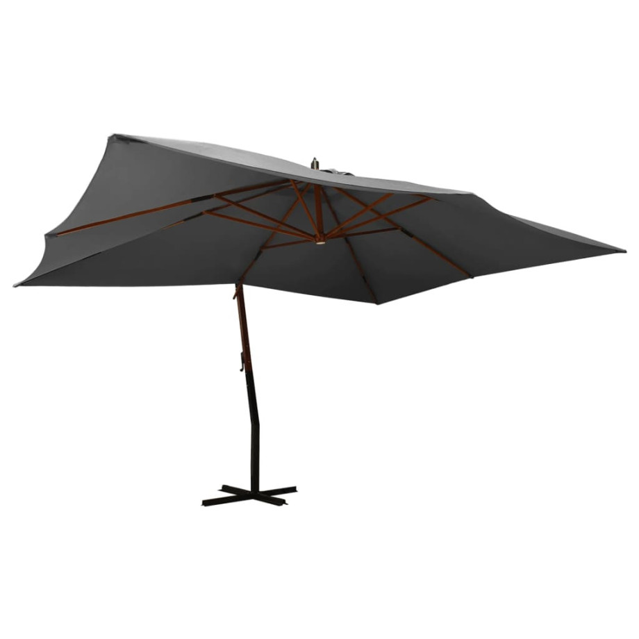 vidaXL Zweefparasol met houten paal 400x300 cm antracietkleurig afbeelding 1