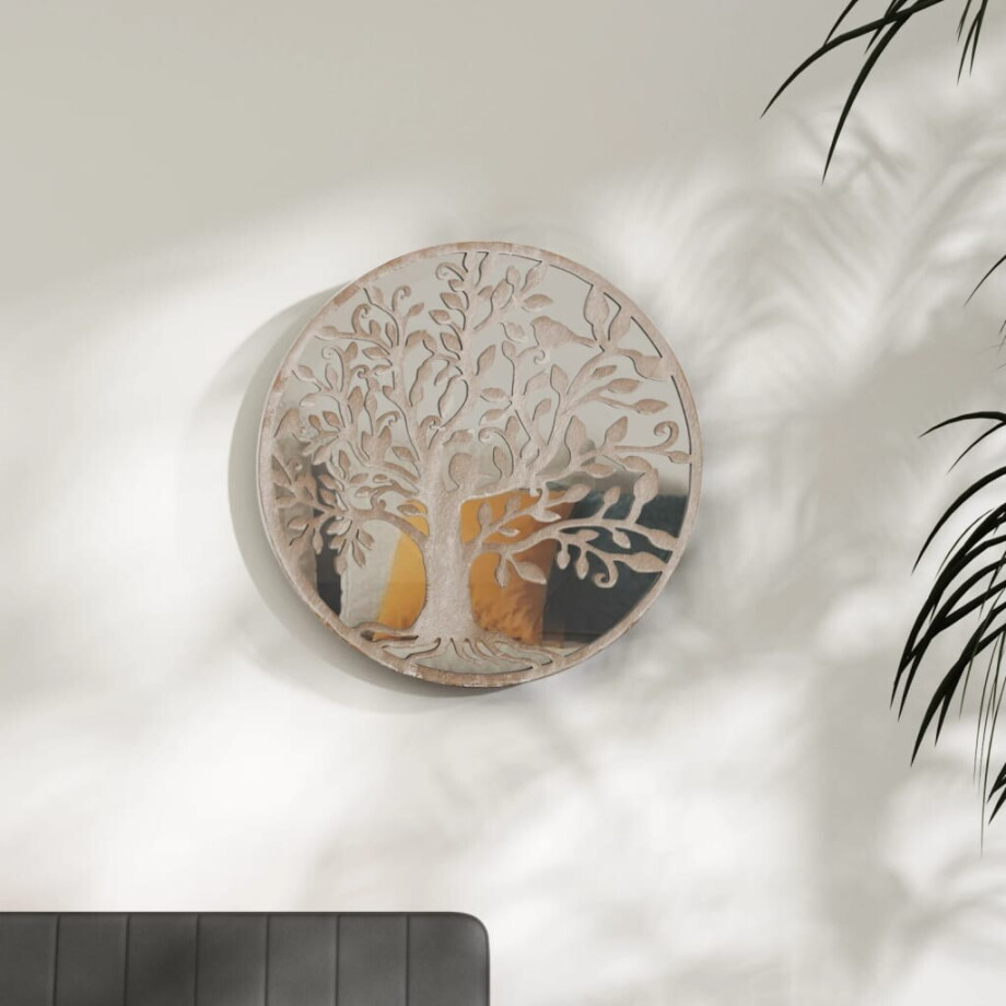 vidaXL Spiegel rond 60x2,5 cm ijzer zandkleurig afbeelding 1
