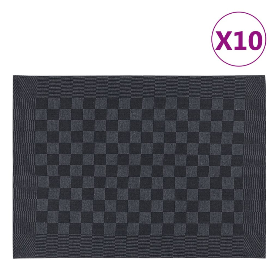 vidaXL Keukendoeken 10 st 50x70 cm katoen zwart en grijs afbeelding 1