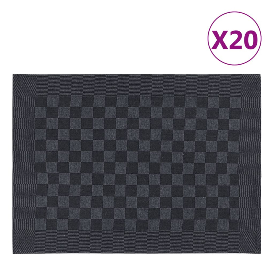 vidaXL Keukendoeken 20 st 50x70 cm katoen zwart en grijs afbeelding 1