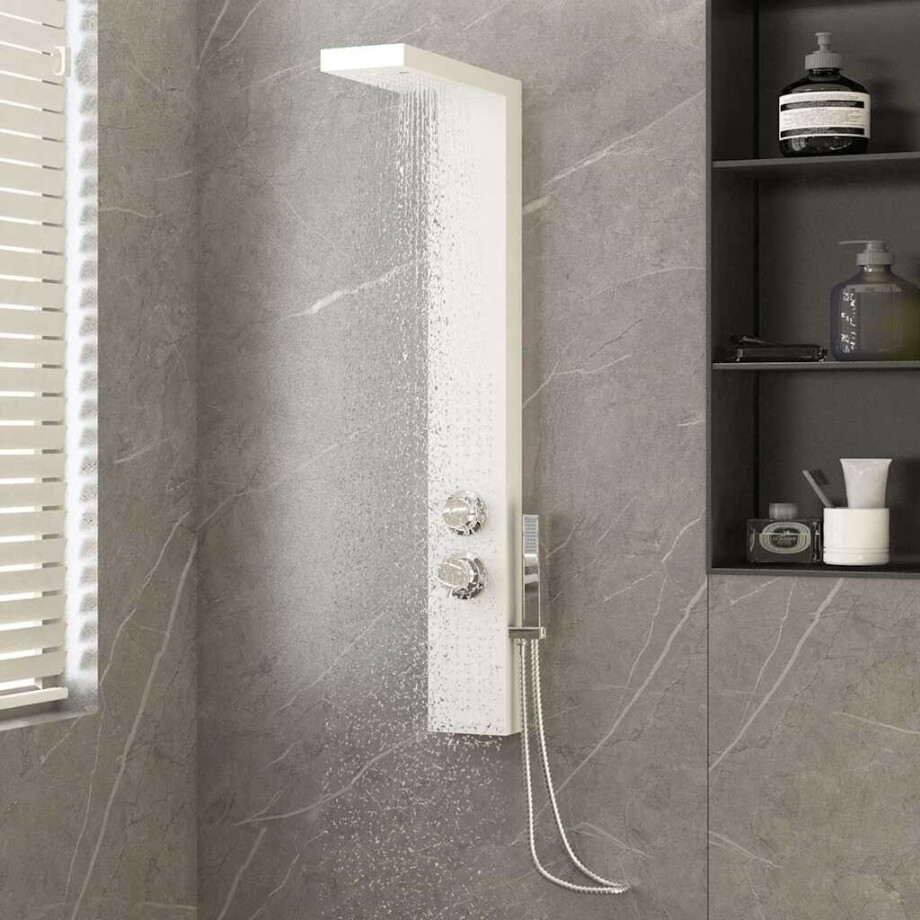 vidaXL Douchepaneelsysteem aluminium wit vidaXL Douchepaneelsysteem aluminium wit afbeelding 1