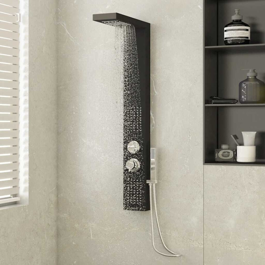 vidaXL Douchepaneelsysteem aluminium zwart vidaXL Douchepaneelsysteem aluminium zwart afbeelding 1