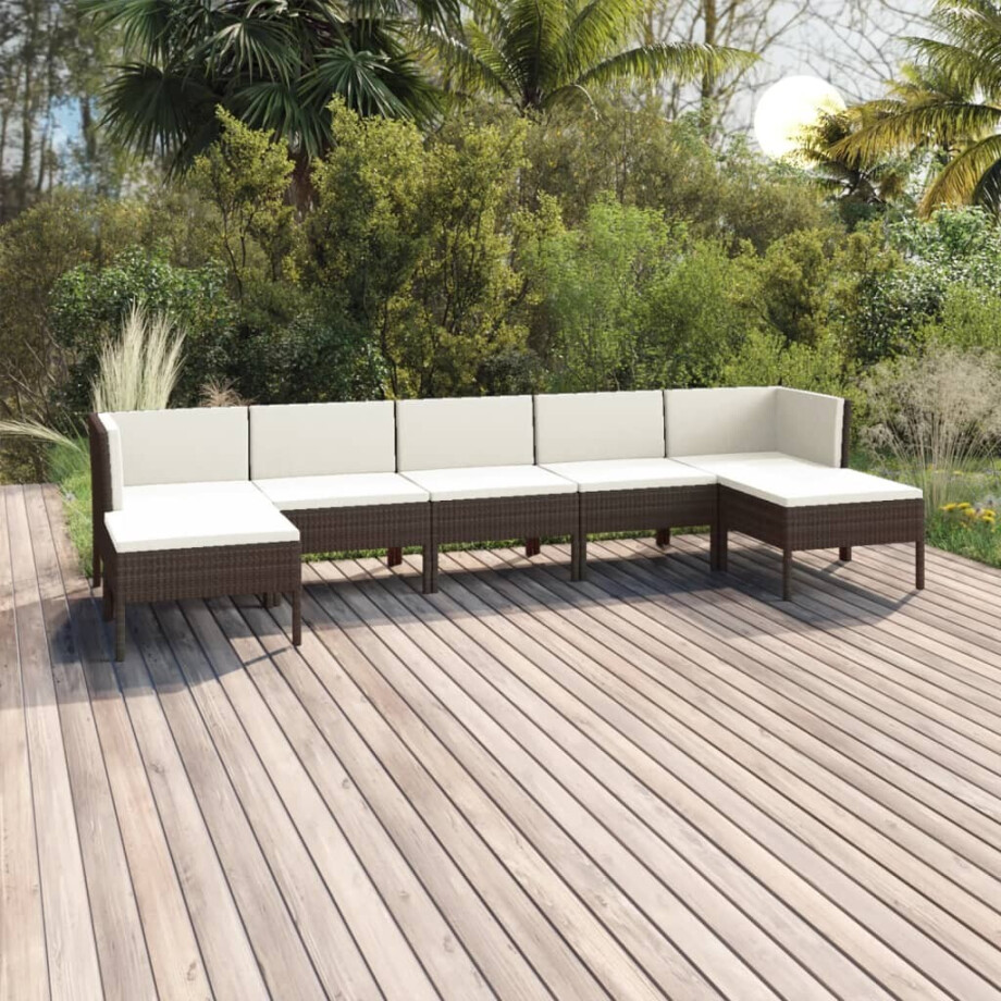 vidaXL 7-delige Loungeset met kussens poly rattan bruin afbeelding 1