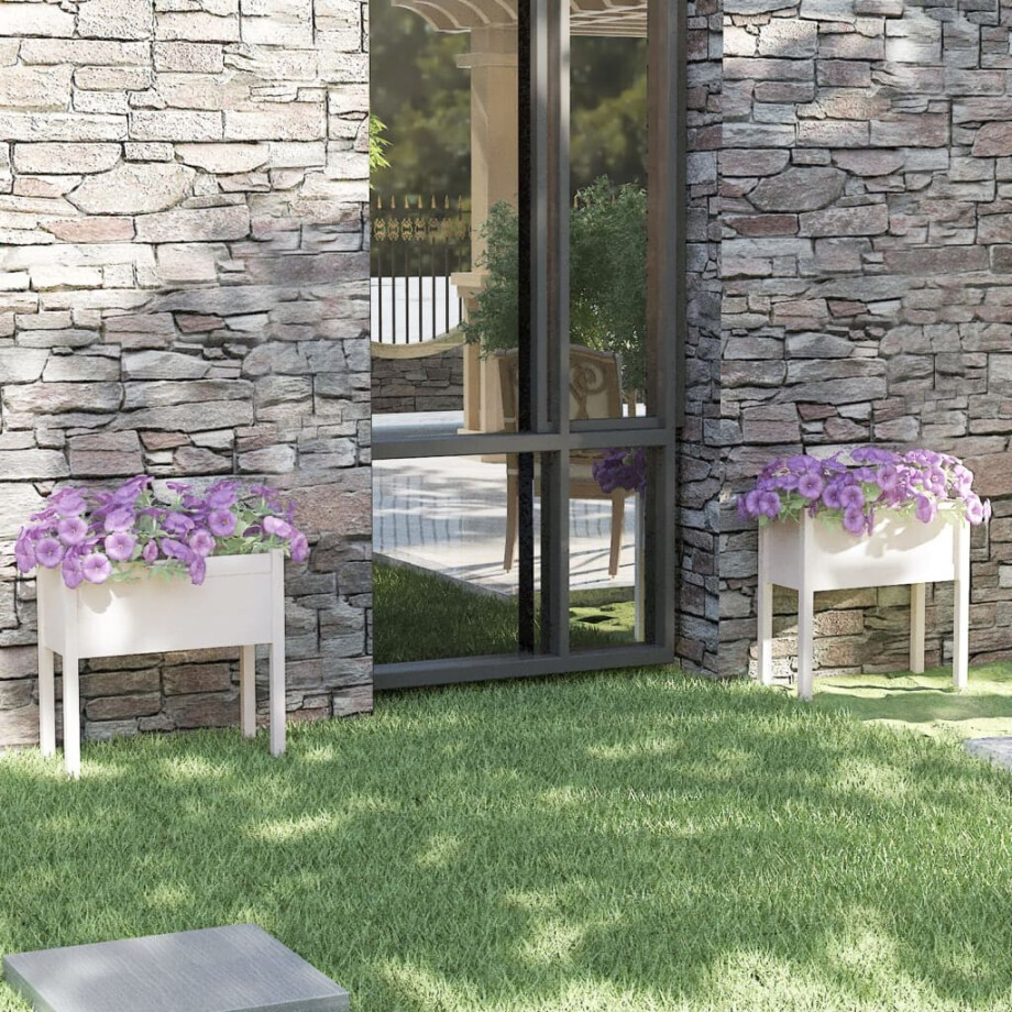 vidaXL Plantenbakken 2 st 70x31x70 cm massief grenenhout wit afbeelding 1