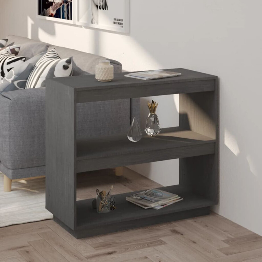 vidaXL Boekenkast 80x35x71 cm massief grenenhout grijs vidaXL Boekenkast 80x35x71 cm massief grenenhout grijs afbeelding 1