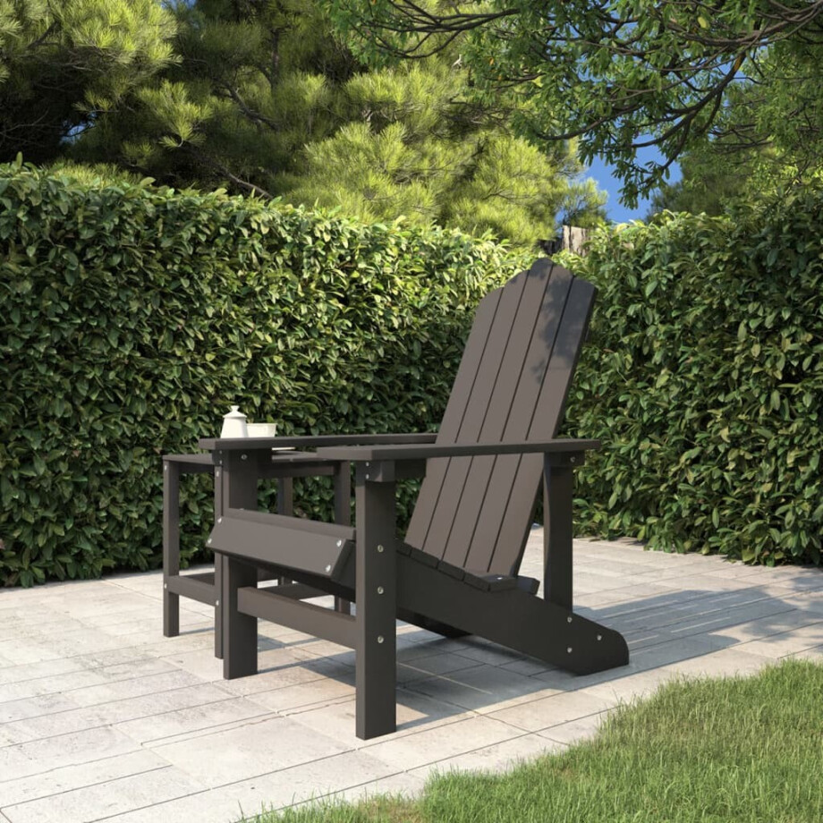vidaXL Tuinstoel Adirondack HDPE antracietkleurig afbeelding 1